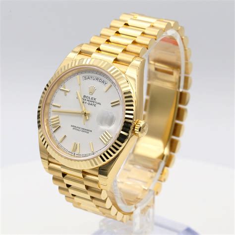 solid gold watch rolex day date|rolex day date 40mm price.